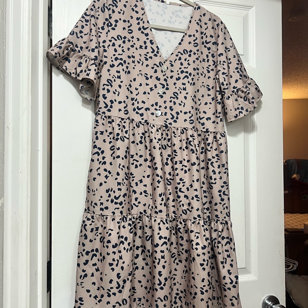 Leopard Print V-Neck Dress